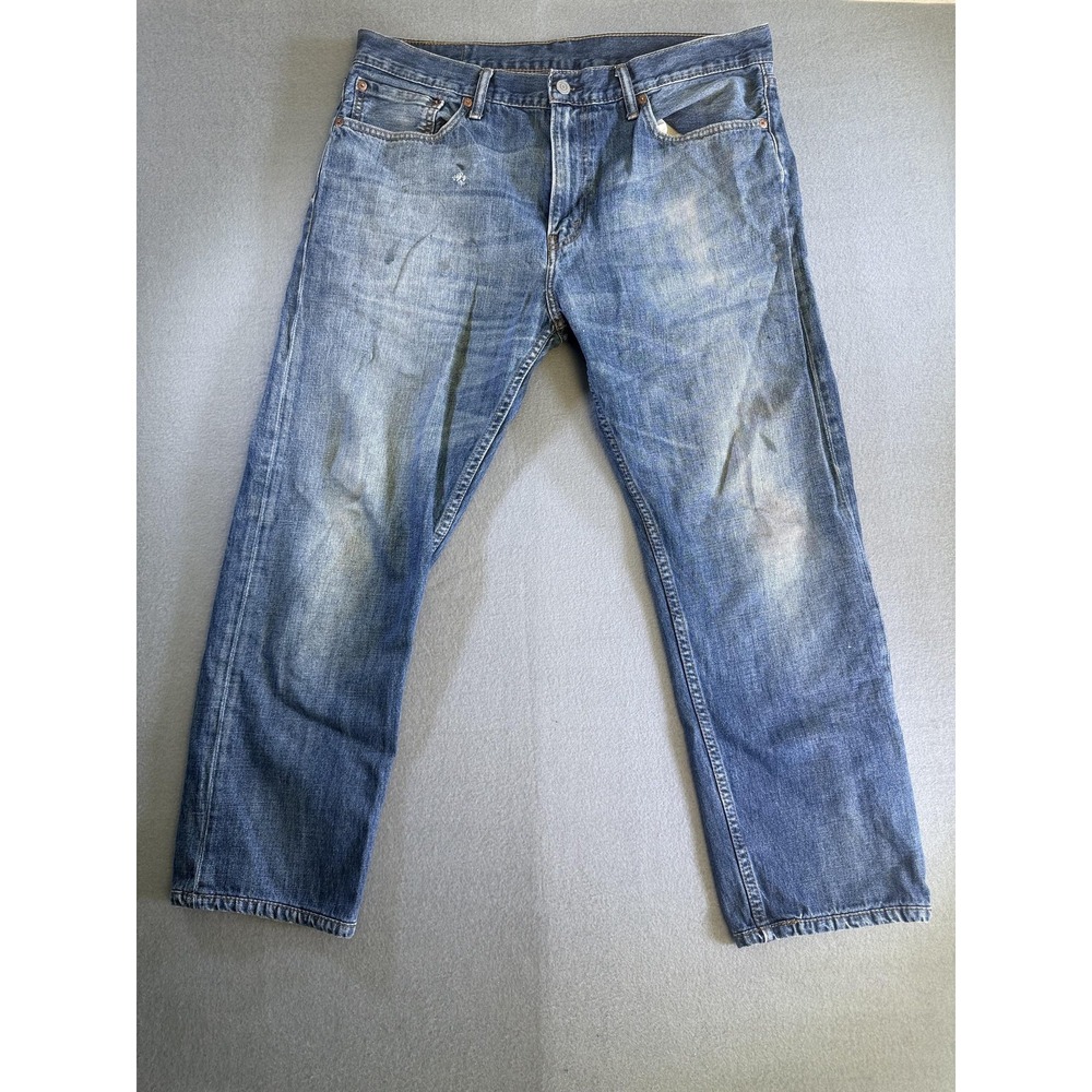 Levi's 508‎ Jeans Mens 36x32 Medium Wash Blue Regular Tapered Distressed Denim